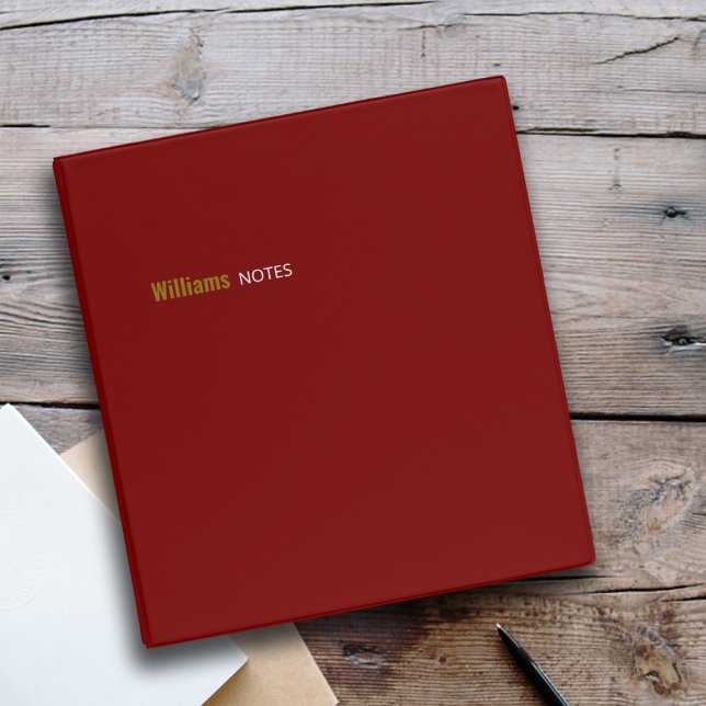 Classeur rouge foncé simple et moderne pour notes (Créateur téléchargé)