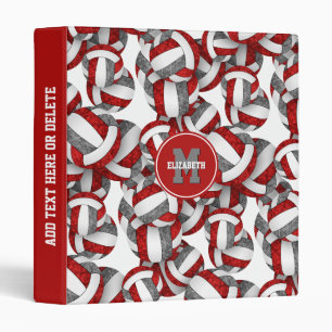 Classeur rouge girly gris couleur école volleyballs motif