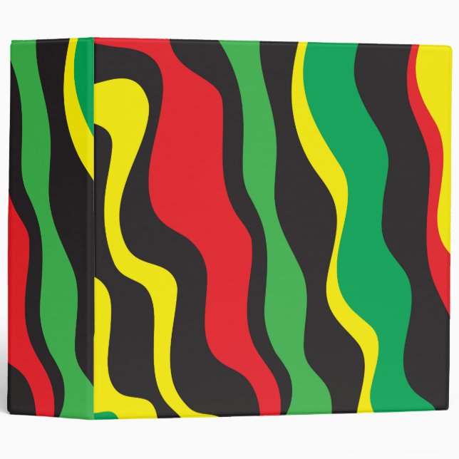 Classeur Rouge Jaune Vert Rasta Noir Vague (Devant/Côté)