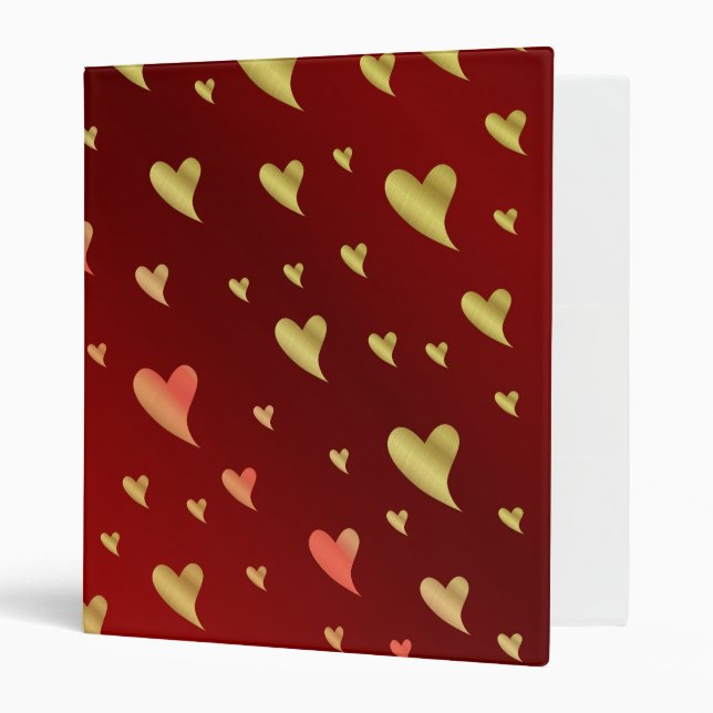 Classeur rouge, or, coeur, amour, valentine, forme, symbole (Devant/intérieur)