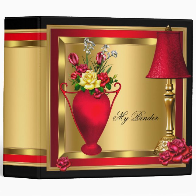 Classeur Rouge or Rose Décor Elite Élégant (Devant/Côté)