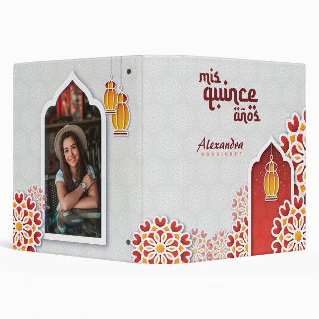 Classeur Rouge Orange Fleur Jaune Nuit Arabe Quinceañera (Arrière-plan)