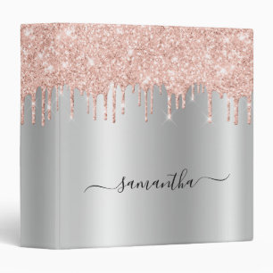 Classeur Rouge Pailleté Gouttes Brillance Argentée Glam Nom