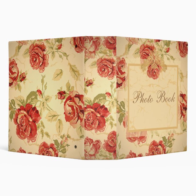 Classeur Rouge rose antique à imprimé floral photo livre cl (Arrière-plan)