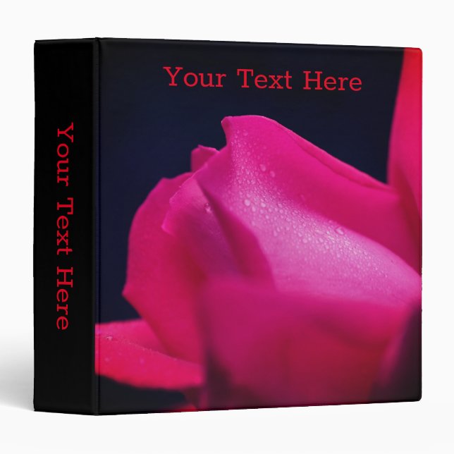 Classeur Rouge Rosebud Haut Fleur Ferme Personnalisé (Devant/Côté)
