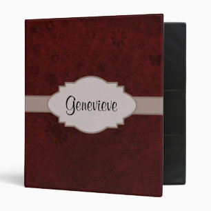 Classeur Rouge Velvet Retro Floral Abstrait plaque signalét