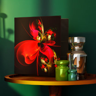 Classeur Rouge Vert Floral Moderne Art Abstrait Motif #02