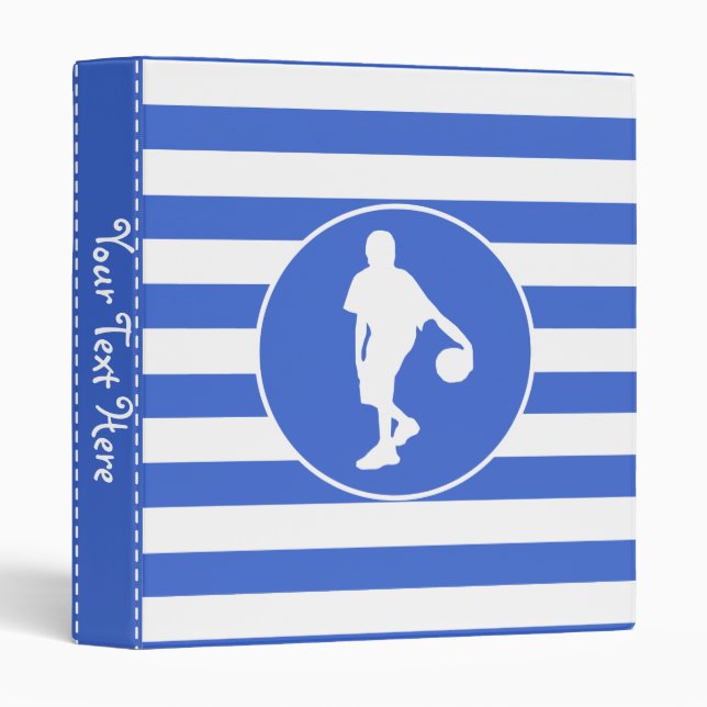 Classeur Royal Blue and White Stripes; Basket-ball (Devant/Côté)