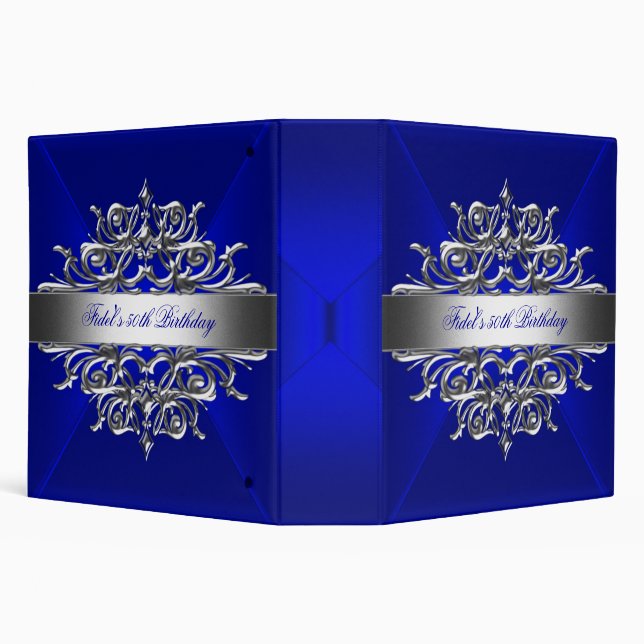 Classeur Royal Blue On Silver 50th Birthday Party (Arrière-plan)