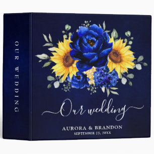 Classeur Royal Blue Rustic Tournesol Moderne Floral Mariage
