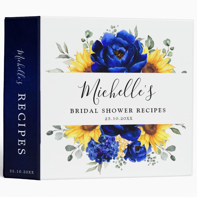 Classeur Royal Blue Sunflower Fête des mariées moderne Rece (Devant/Côté)