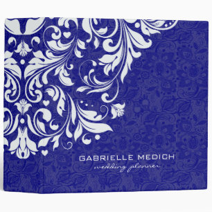 Classeur Royal Blue & White Floral Vintage Damas 2