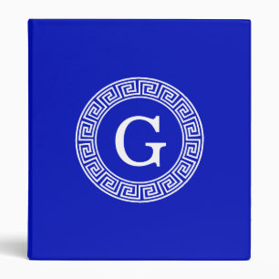 Classeur Royal Blue Wt Grèce clé cadre de ligne initiale Mo