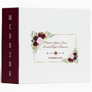 Classeur Royal Burgundy Marsala Floral Mariage
