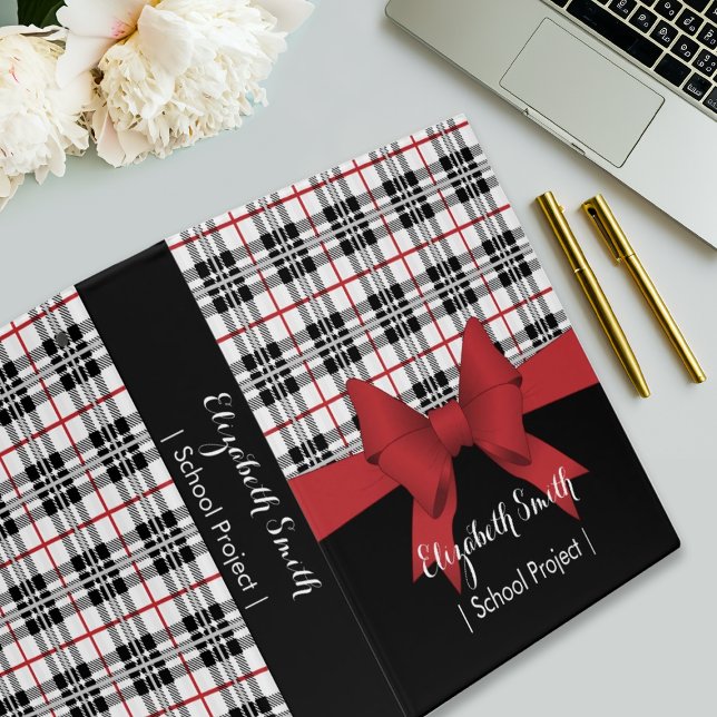 Classeur Ruban rouge personnalisé et carton tartan (Créateur téléchargé)