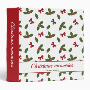Classeur Rubans rouges et plants de houx de Noël Motif & Te