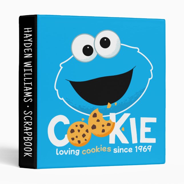 Classeur Rue Sésame | Cookie Monster | Ajouter votre texte (Devant/Côté)