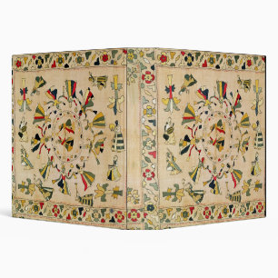 Classeur Rumal : couverture carrée de broderie montrant le