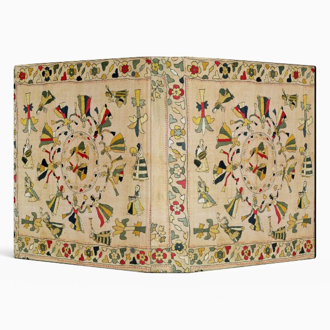 Classeur Rumal : couverture carrée de broderie montrant le (Arrière-plan)