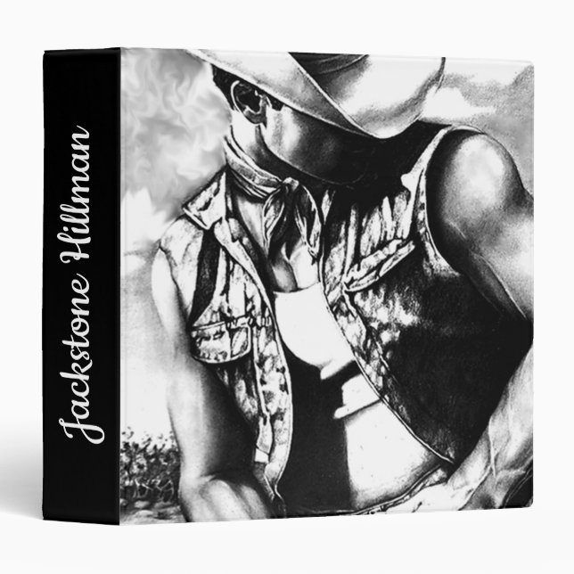 Classeur Russe Personnalisé Nom Masculine Cute Cowboy Homme (Devant/Côté)