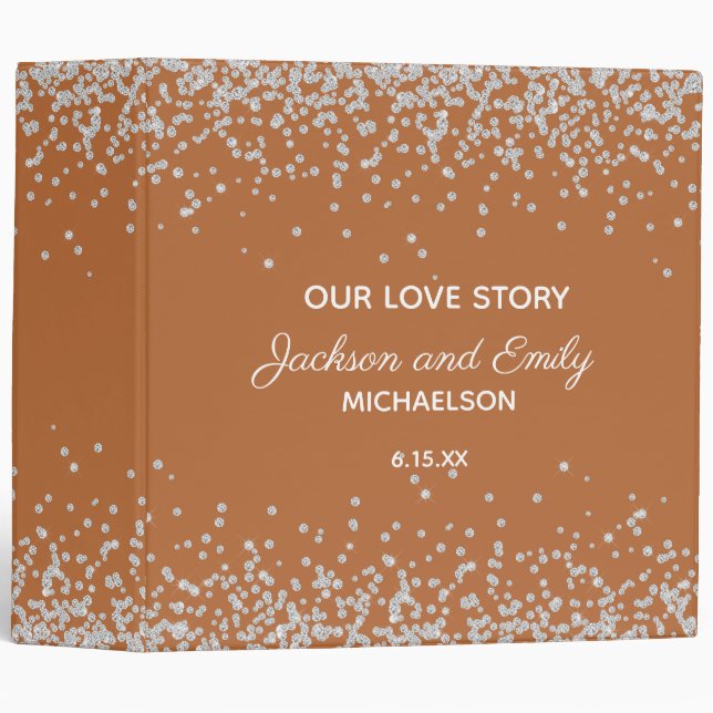 Classeur Rust Burange Argent Parties scintillant Mariage Sc (Devant/Côté)