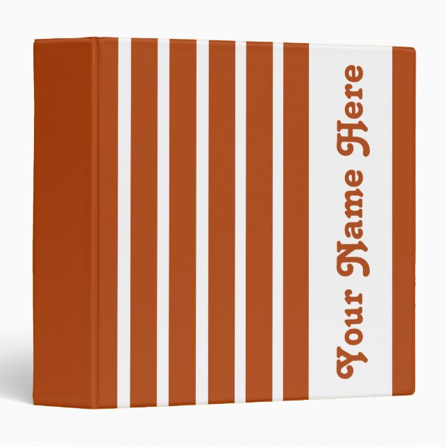 Classeur Rust Red Safari Stripe avec le nom (Devant/Côté)