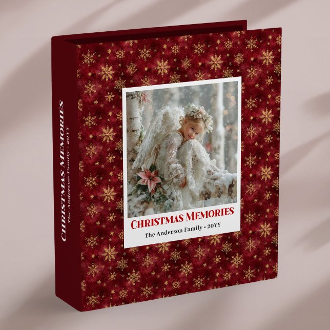 Classeur Rustic Angel Poinsettia Red Gold Christmas Album (Rustic Angel Poinsettia Red Gold Christmas Ring Binder

)