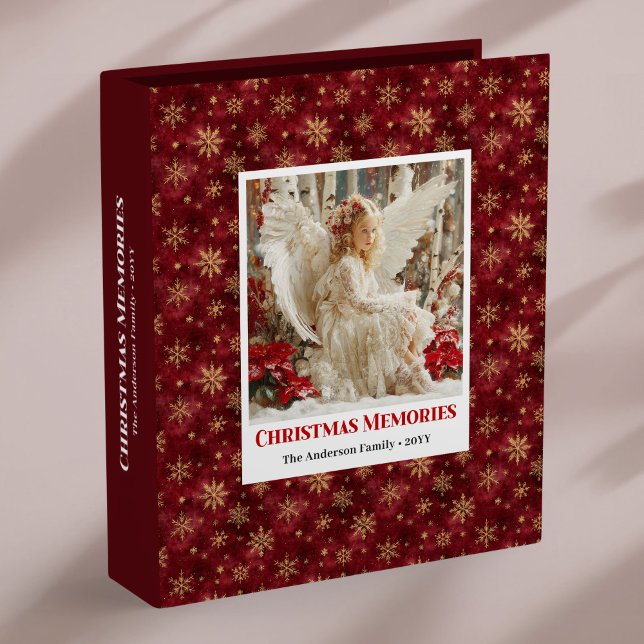 Classeur Rustic Angel Poinsettia Red Gold Custom Christmas  (Rustic Angel Poinsettia Red Gold Custom Christmas Memory Album

)