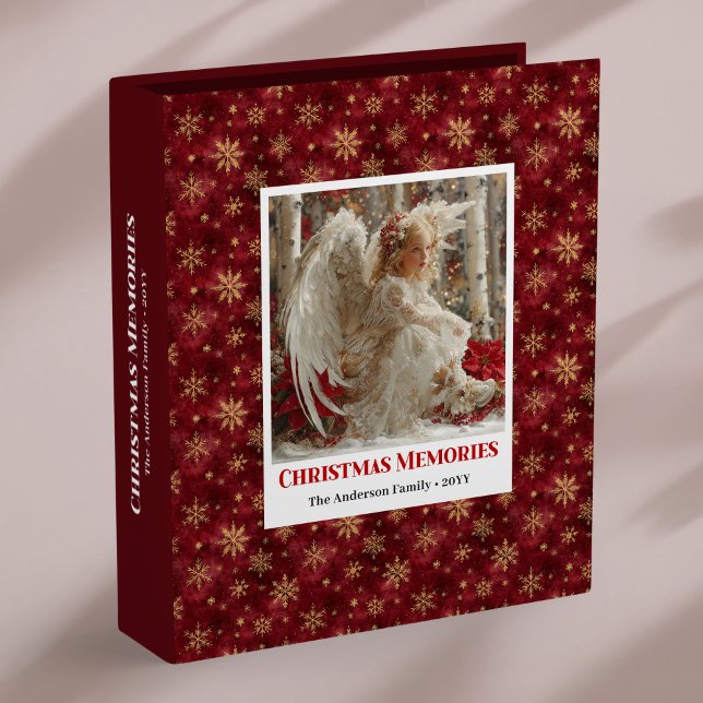 Classeur Rustic Angel Poinsettia Red Gold Personalized Xmas (Rustic Angel Poinsettia Red Gold Personalized Christmas Binder

)