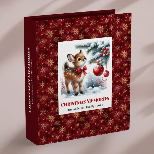 Classeur Rustic baby fawn christmas scene personalized  (Rustic baby fawn christmas scene personalized ring binder

)