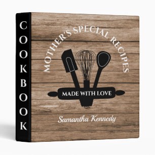 Classeur Rustic Barn Wood Livre de recettes spéciales de ma