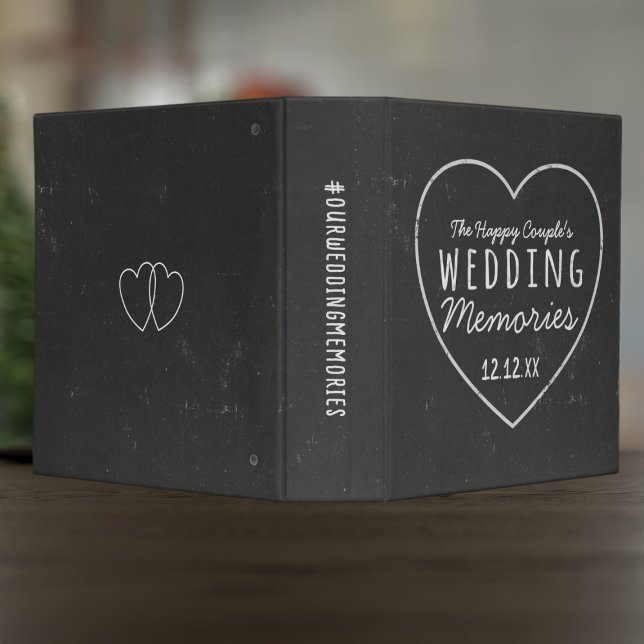 Classeur Rustic Chalkboard Coeur Noir Mariage Album (Add your name and wedding date and fill with beautiful memories of a very special day)
