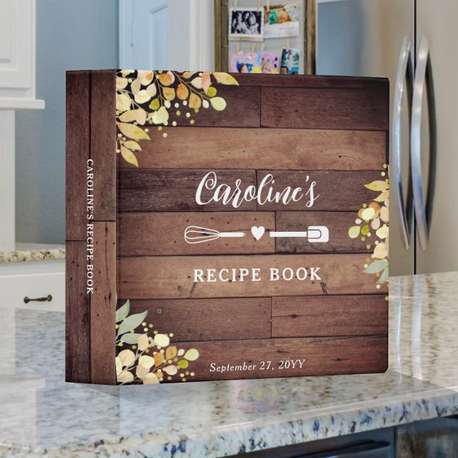 Classeur Rustic Fall Florals Fête des mariées Recette livre (Rustic Fall Florals Bridal Shower Binder)