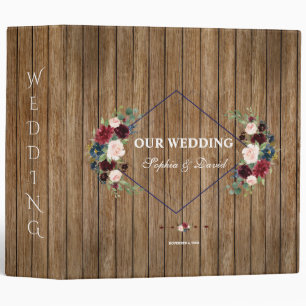 Classeur Rustic Grange Merlot Marine Bleu Floral Mariage Al