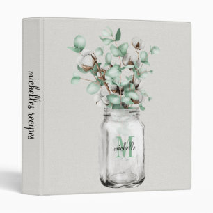 Classeur Rustic Mason Jar Monogramme Recette de cuisine