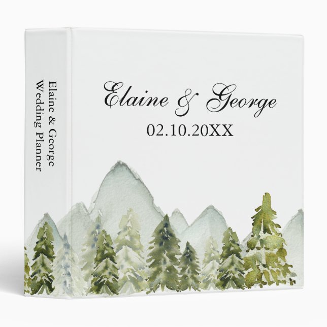 Classeur Rustic Mountains Pine Winter Wedding Planificateur (Devant/Côté)