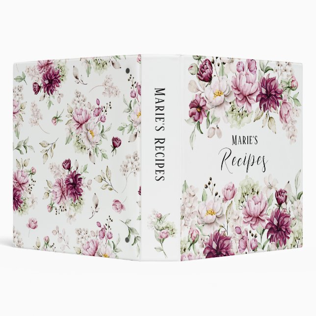 Classeur Rustic Pink & Purple Peony Nom floral Recette (Arrière-plan)