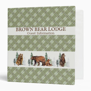 Classeur Rustic Plaid Bois Ours Cabine Informations d'invit