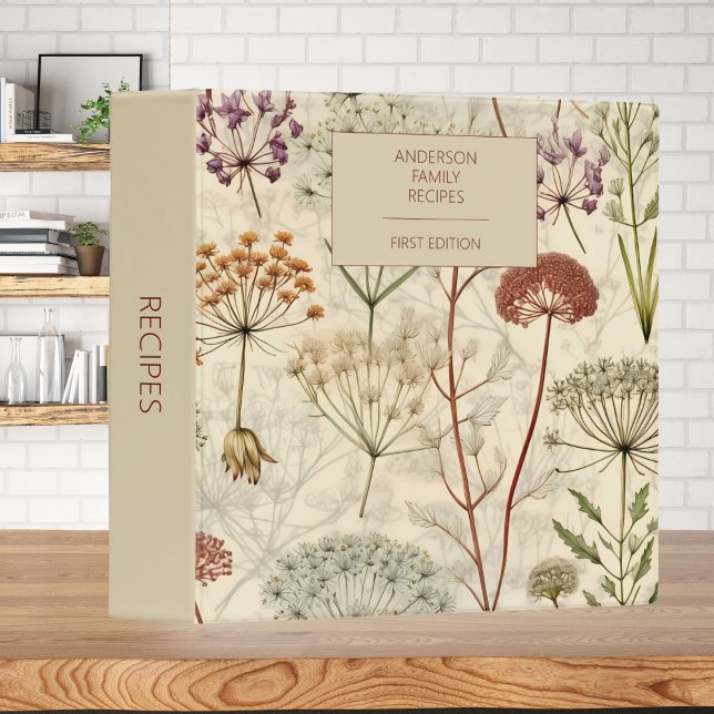 Classeur Rustic Queen Anne's Lace Monogramme Recette Classe (Créateur téléchargé)