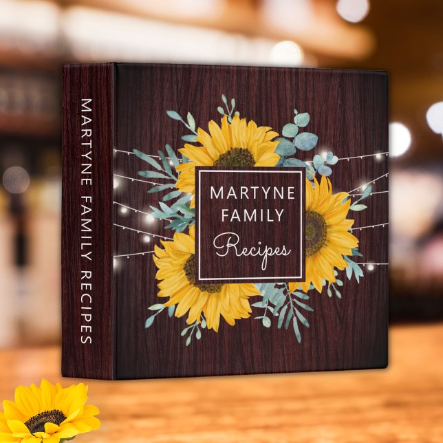 Classeur Rustic Sunflower Family Livre de cuisine Recette (Créateur téléchargé)