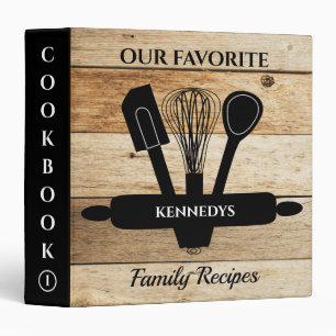 Classeur Rustic Wood Family Recette Organisateur Cookbook