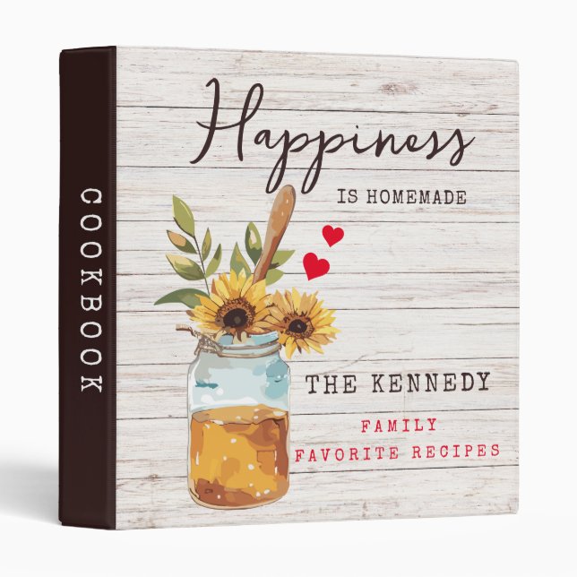 Classeur Rustic Wood Farmhouse Happiness is Homemade Recipe (Devant/Côté)