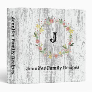 Classeur Rustique Aquarelle Floral Wreath Family Recette