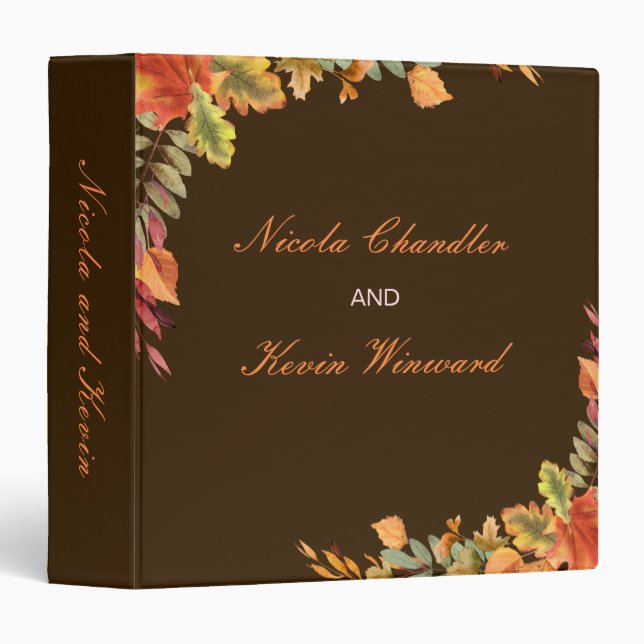 Classeur Rustique Automne Feuilles d'automne Mariage Album  (Devant/Côté)