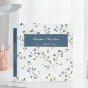 Classeur Rustique Bleu Vert Blanc Floral Fin de vie Planifi