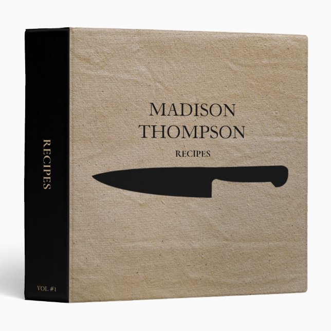 Classeur Rustique Brown Livre Vintage Recette (Devant/Côté)