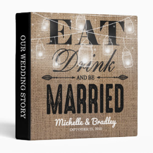 Classeur Rustique Burlap Mangez Boire et être marié Mariage