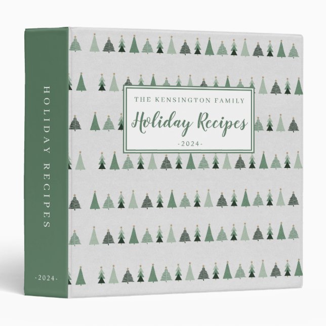 Classeur Rustique hiver Noël arbres vacances Recette (Devant/Côté)