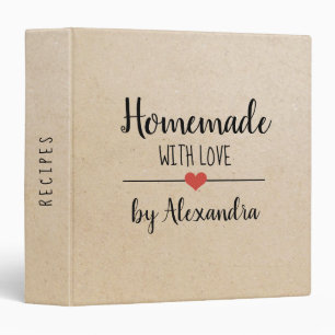 Classeur Rustique Kraft fait maison avec amour Nom Recette