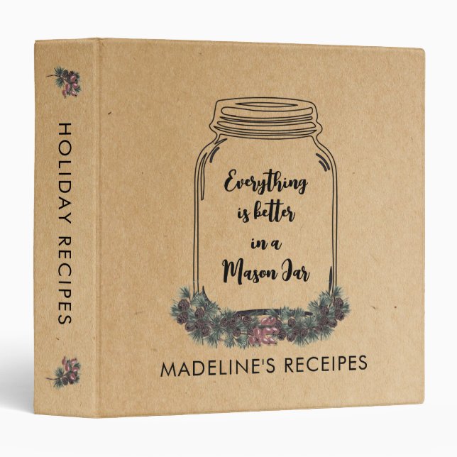 Classeur Rustique Mason Jar Vacances Verdure Cuisine Recett (Devant/Côté)